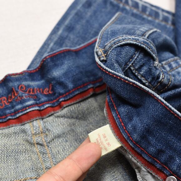 Red Camel Men's Jeans Zip Solid 100% Cotton Blue Size 38x30 Straight Denim - Picture 7 of 8